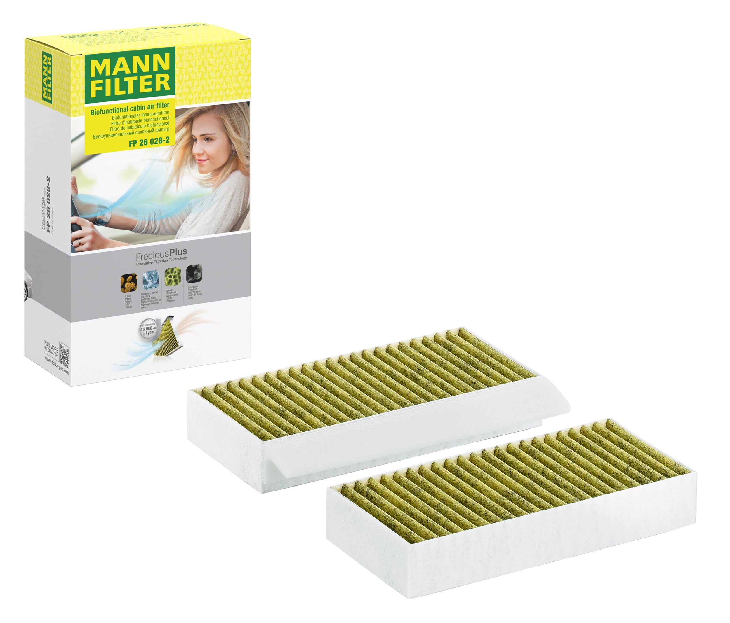 Filtro de aire de cabina premium MANN-FILTER FP 26 028-2 biofuncional para turismos 8