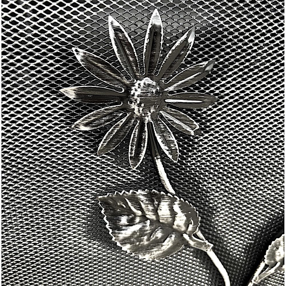 PEGORARO ANGELO Carrello portalegna portapellet Piccolo con ruote decoro Margherita spazzolato Rame e spazzolato Grigio (SPAZZOLATO GRIGIO)