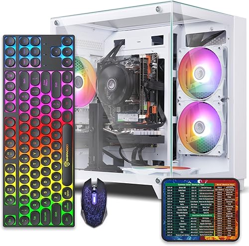 Prebuilt Gaming PC Desktop Computer,Intel Core i7 Desktop,Operating at A Frequency of 3.4-3.9 GHz,RX590 Graphics Card with 8GB GDDR5 Video Memory,16GB RAM, 512GB SSD,WiFi 5.0,RGB Fan x4