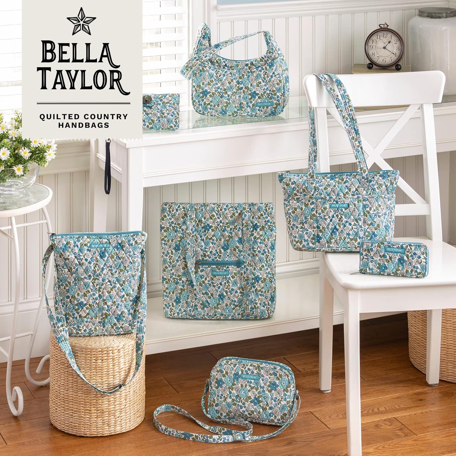 Bella Taylor Small Tote, Quilted Purse for Women, Lightweight Fabric Handbag, 10 Pockets, Zip Top - Image 3