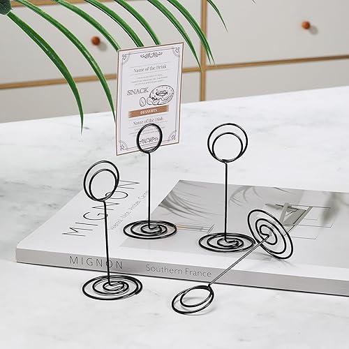 Miniatura 3 de Paquete de 24 soportes para números de mesa de 3.35 pulgadas, soportes para tarjetas, soporte de fotos de alambre, clips de notas para boda, fiesta