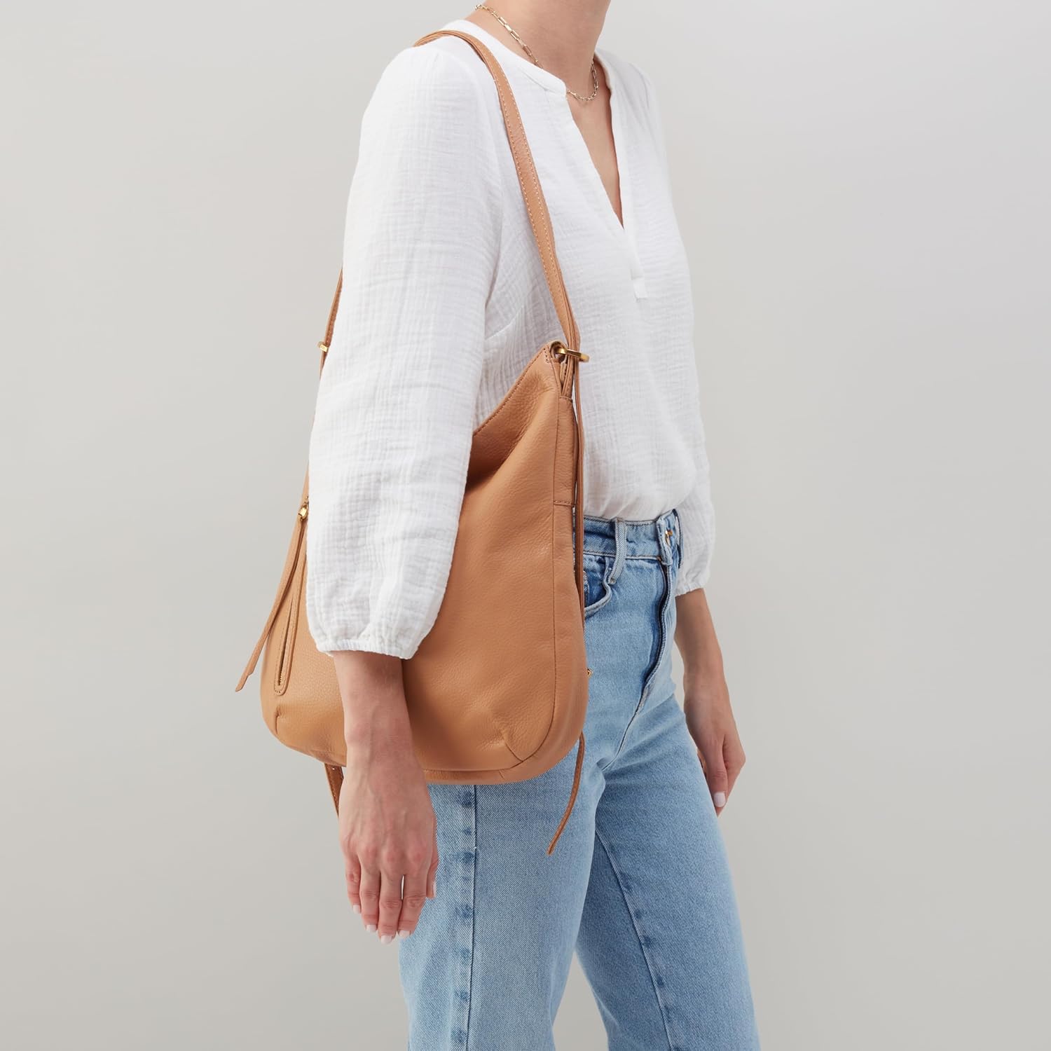 HOBO Merrin Leather Bucket Backpack Convertible to Shoulder Bag for Women