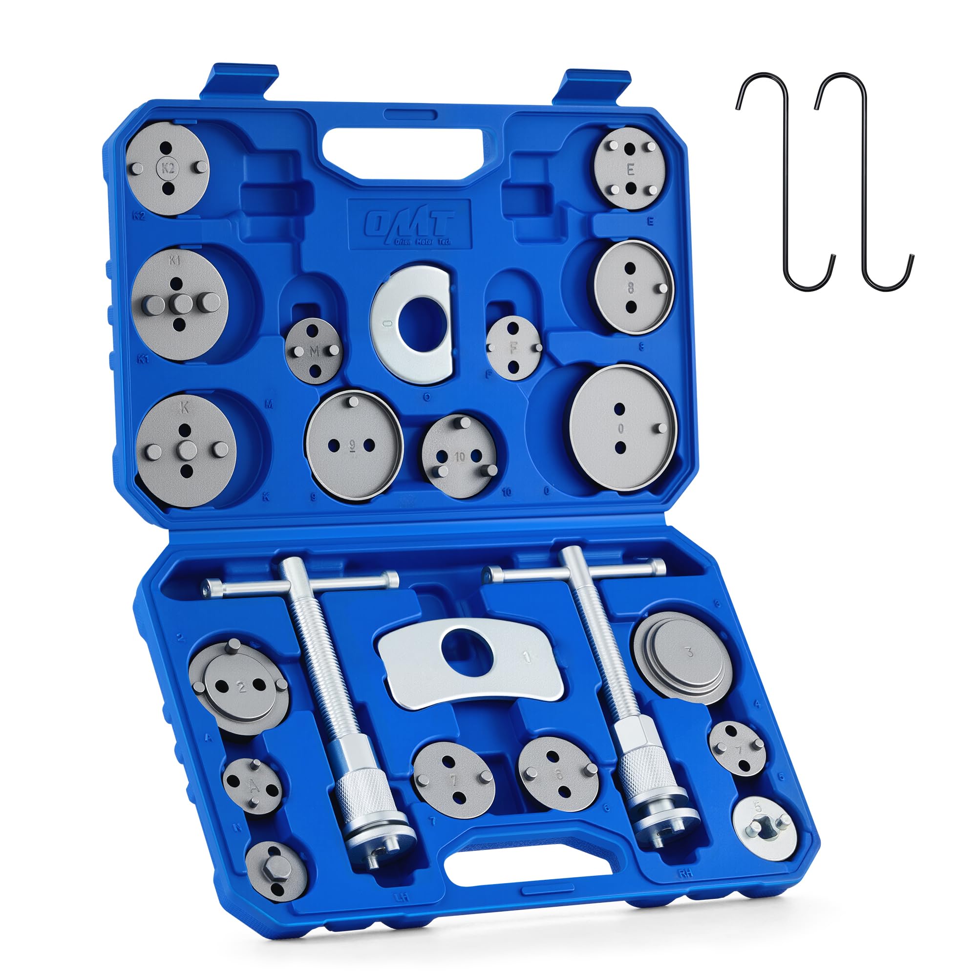 24pcs Heavy Duty Disc Brake Piston Caliper Compressor Wind Back Rewind Tool Set for Brake Pad Replacement Reset with Storage Case, Fits Most American, European, Japanese Autos