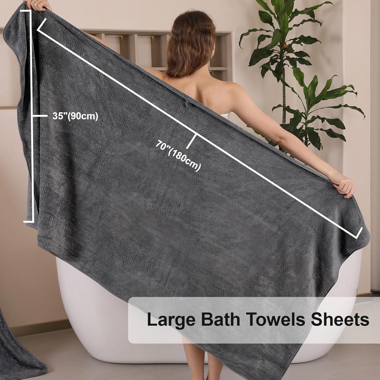 CHINO Set Di 4 Asciugamani Da Bagno Extra Large, Colore Nero, 88,9 X