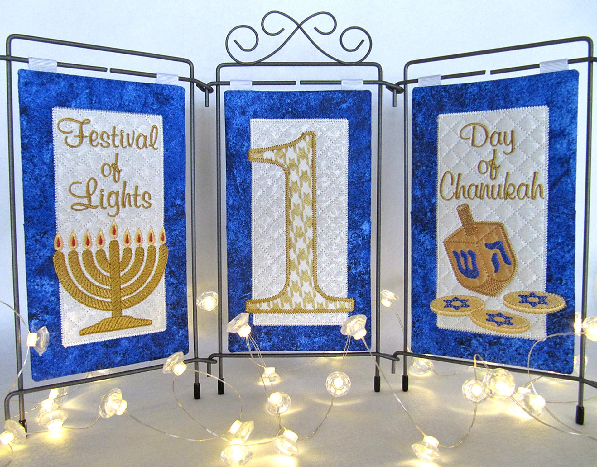 Janine Babich Designs maszyna aplikacja/wzór haftu i instrukcje z CD - Chanukkah/Festival of Lights ekspozycja stołowa