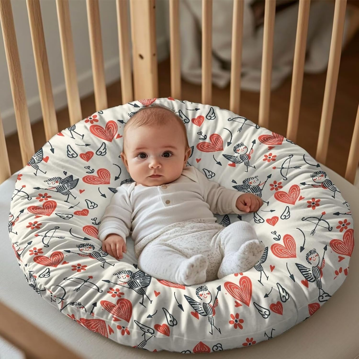 2 Pieces Love Angel Newborn Lounger Cover, Removable Portable Soft Comfortable Infant Lounger Baby Floor Seat Protector for Baby Boys Girls Playing Sleeping