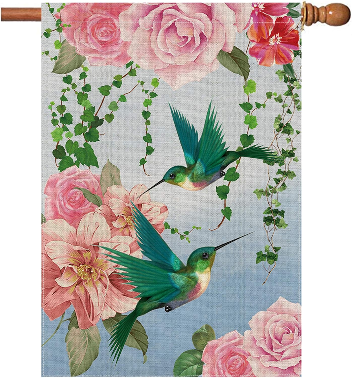 Bonsai Tree Hummingbird House Flags 28 x 40 Inch, Double