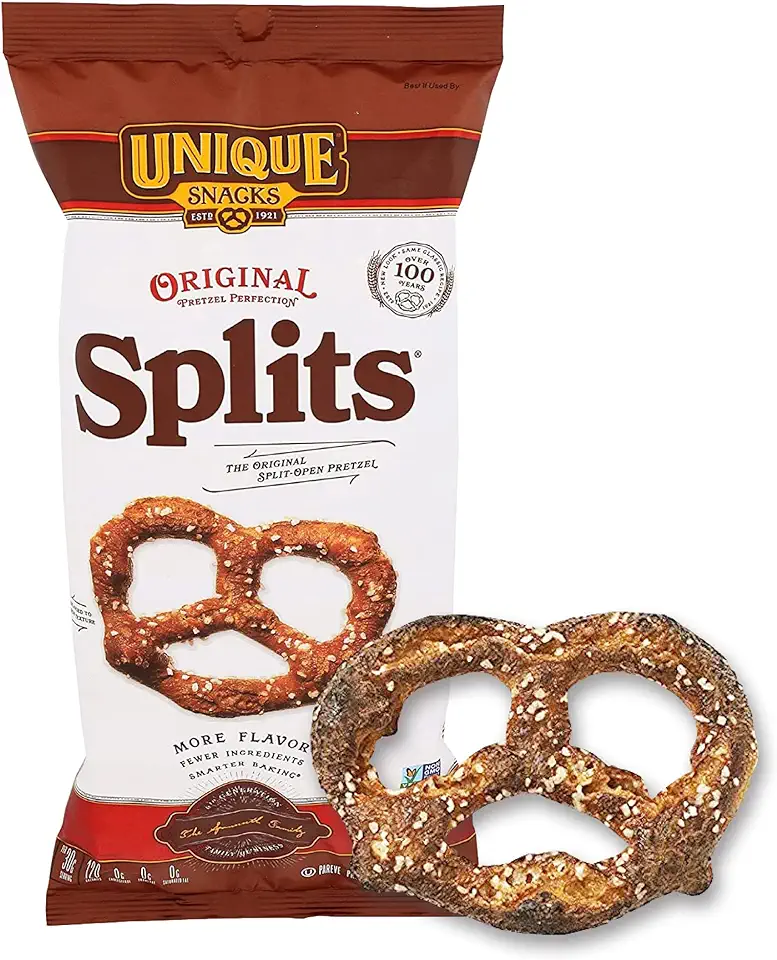 Unique Snacks Original Splits Pretzels, Delicious Homestyle Baked Snack Bag, OU Kosher, and Non-GMO Food, No Artificial Flavor, 11 Oz. Bag, Pack of 6