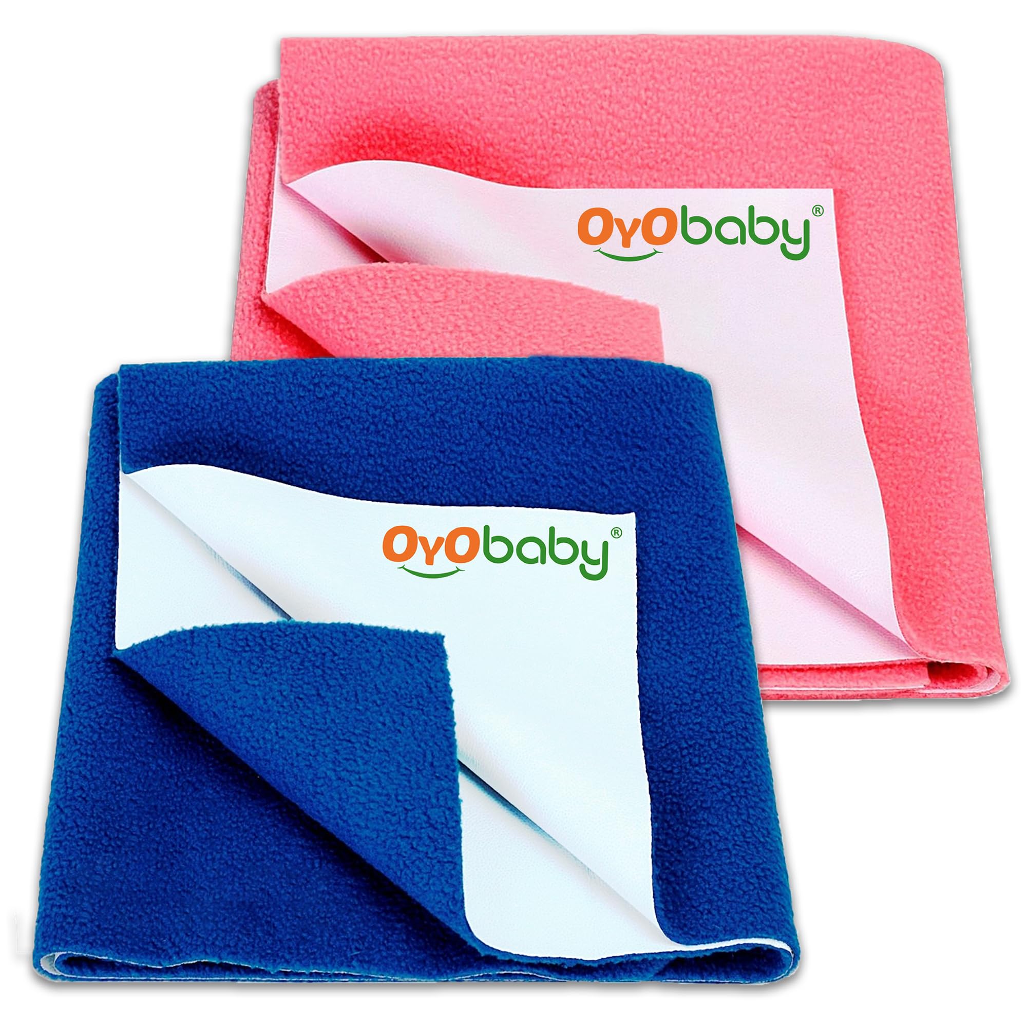 OYO BABY Waterproof Baby Bed Protector Dry Sheets for New Born Babies | Reusable Mats | Cot & Bassinet Gift Pack (Royal Blue + Salmon Rose)