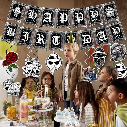 Miniatura 7 de Decoraciones de fiesta de Cholo con texto en inglés "Cholo" Happy Birthday Banner Cholo - Decoraciones de fiesta con temática de cholo, espirales