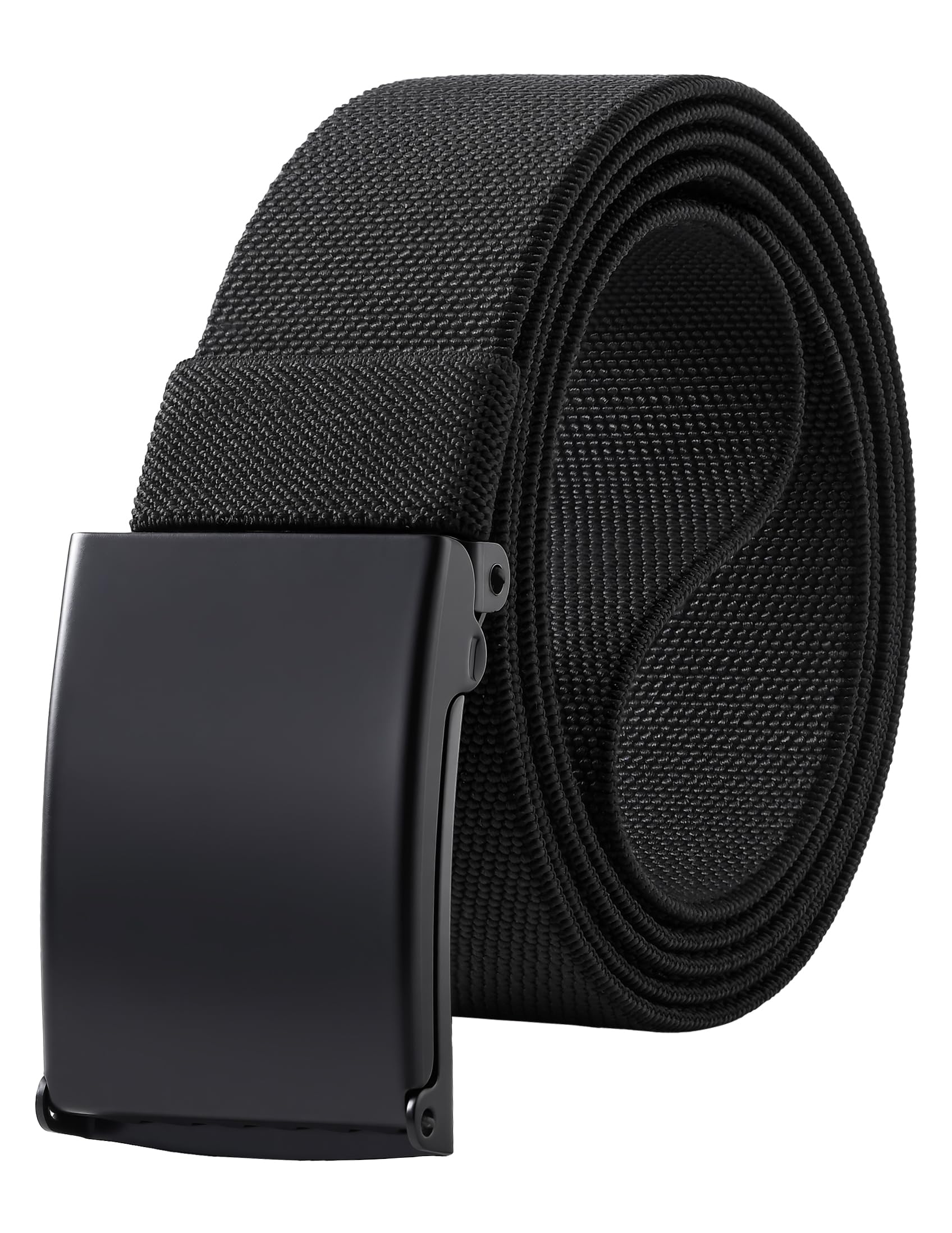Mile High Life Stretch Canvas Belt for Men, Golf Casual Elastic Web Belt, Top Military Buckle, Adjustable Cut to Fit