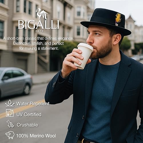 Miniatura 4 de Bigalli Sombrero de cerdo 100 lana fina de fieltro triturable para invierno  Hecho en Ecuador  Hombres y mujeres