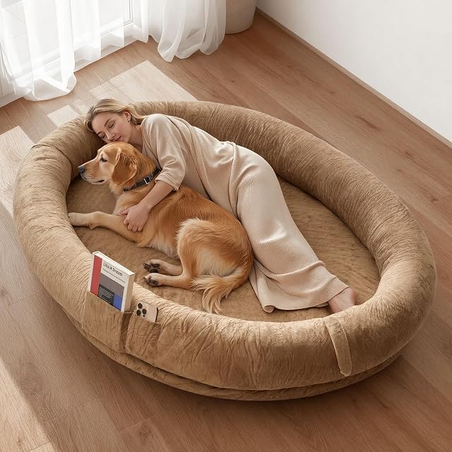 VEVOR Cama para Perros de Diseño Ovalado, Tamaño Humano, 177 x 123 x 24 cm, Ortopédica