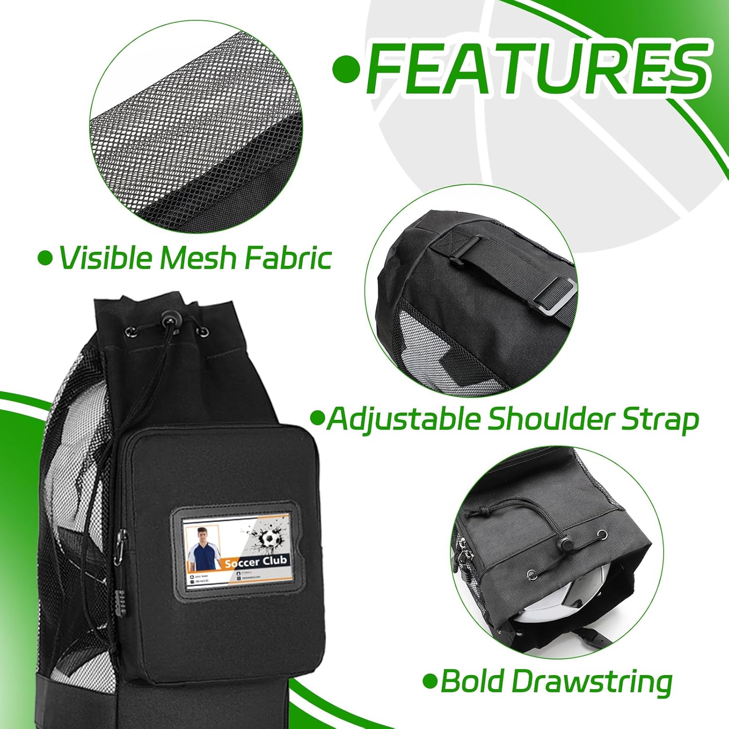 Skureay Basketball Bag for Team Balls, Heavy Duty Basketball Coashes Bag - 5 Basketballs Mesh Bag for Coaching/Basketabll Accessories - Image 3