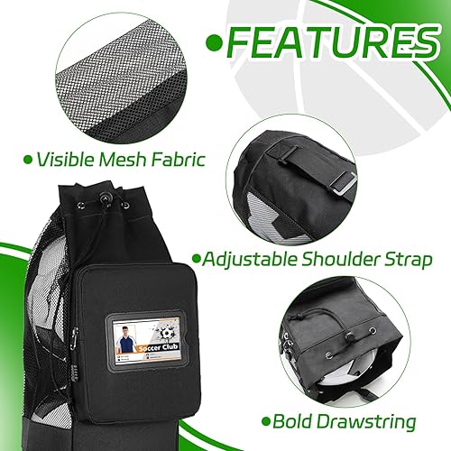 Miniatura 3 de Skureay Bolsa de baloncesto para pelotas de equipo, bolsa de baloncesto resistente, bolsa de malla de 5 pelotas de baloncesto para