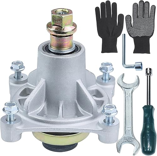 Vista 10 de Paquete de 2 conjuntos de husillo 604214 con polea 603987 793828 correa sustituye a Hustler 604214 Conjunto de husillo Hustler Parte 604214 Hustler