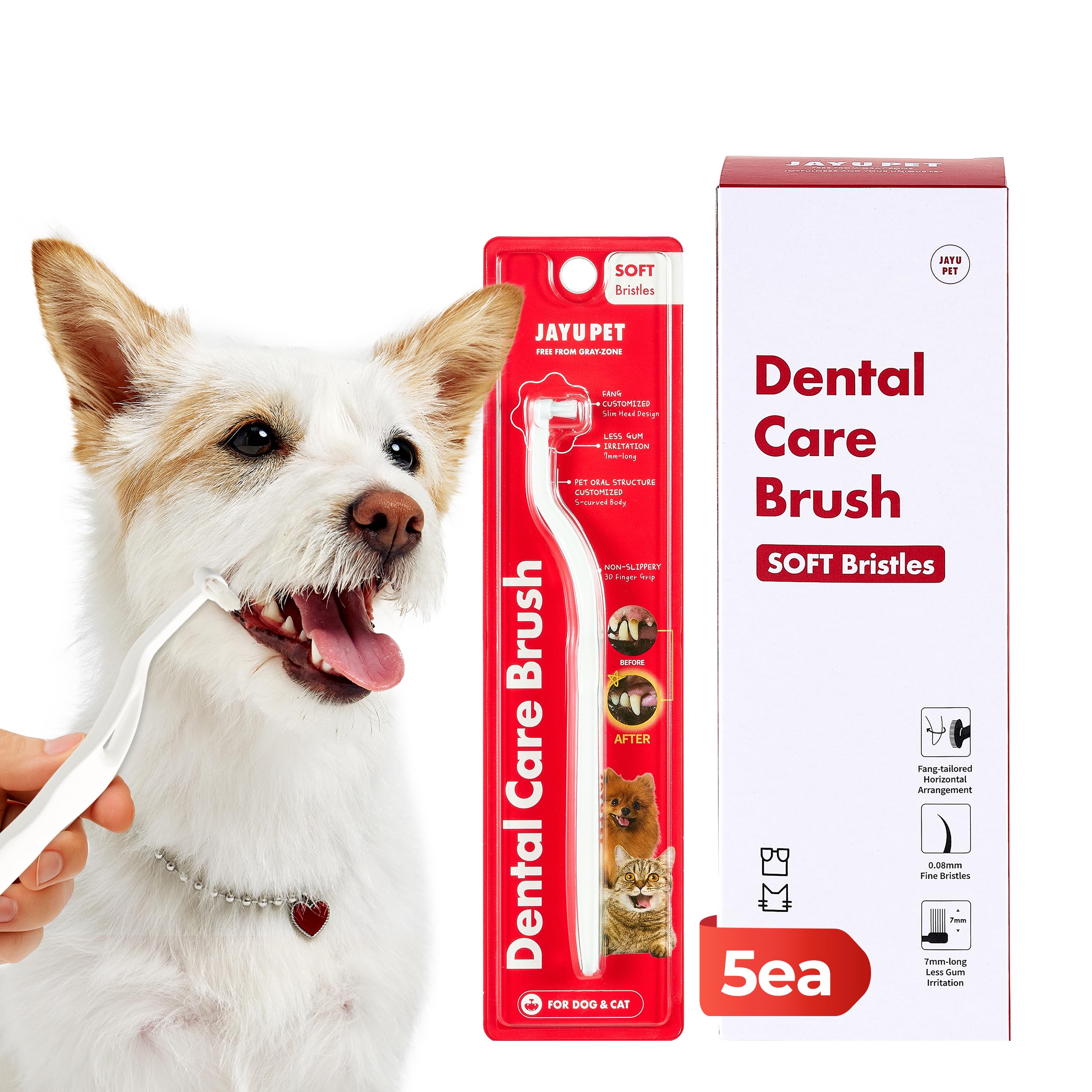 JAYU PET Brosse de soins dentaires – Brosse à dents pour chien et contrôle du tartre | Brossage des dents de chat et nettoyage facile | Soins dentaires pour animaux de compagnie avec poils doux (10