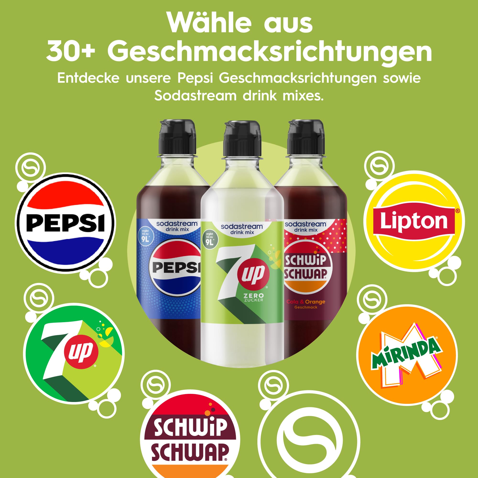 SodaStream drink mix 7UP Zero Zucker, 4er-Pack Zitrone-Limette Sirup für Wassersprudler, Getränkesirup zuckerfrei und koffeinfrei, 4 x 440 ml