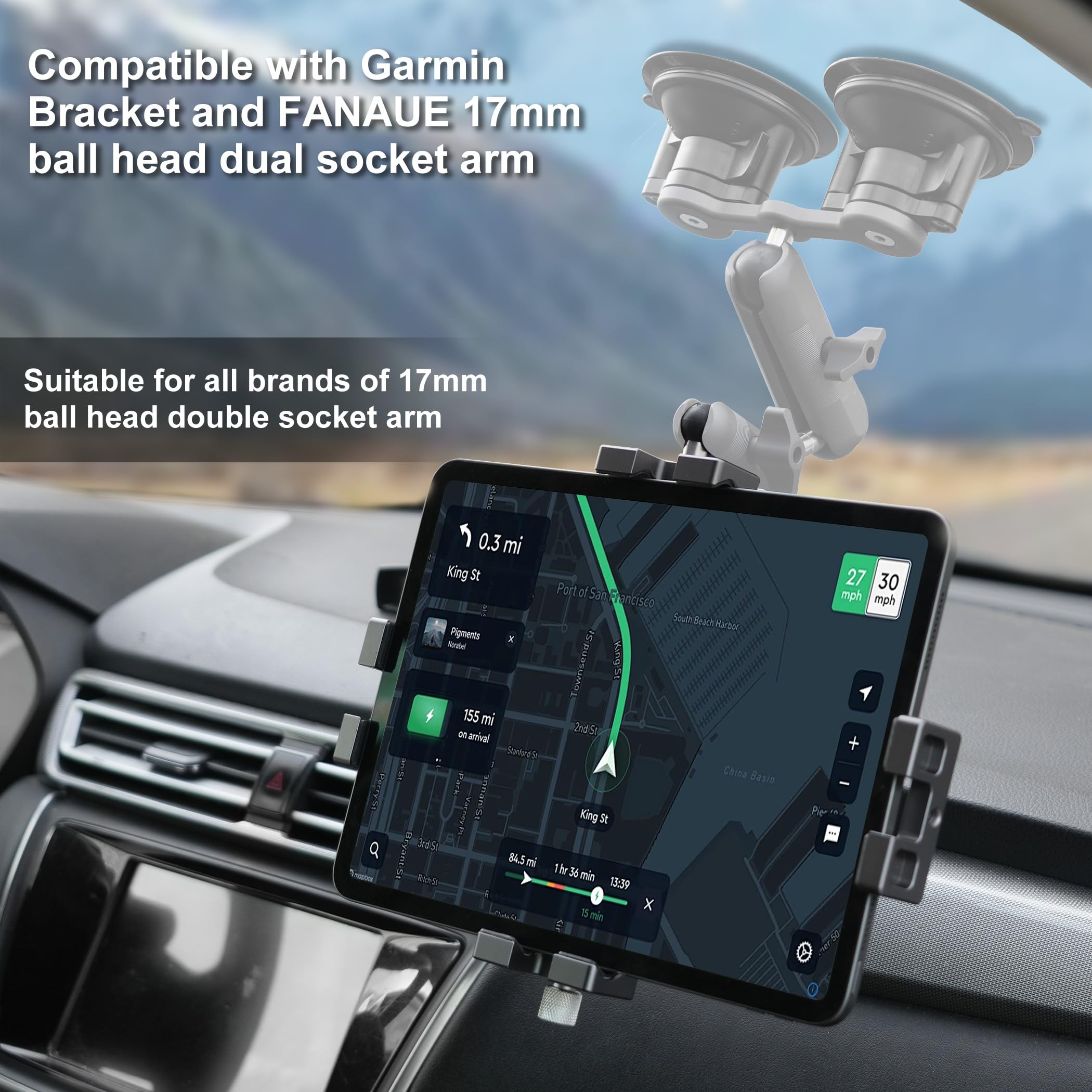 Soporte Para Tablet De Coche Universal - Gira 360°, Compatible Con RAM Mount, Ideal Para IPad Y Tablets De 8.8 A 12.9 Pulgadas