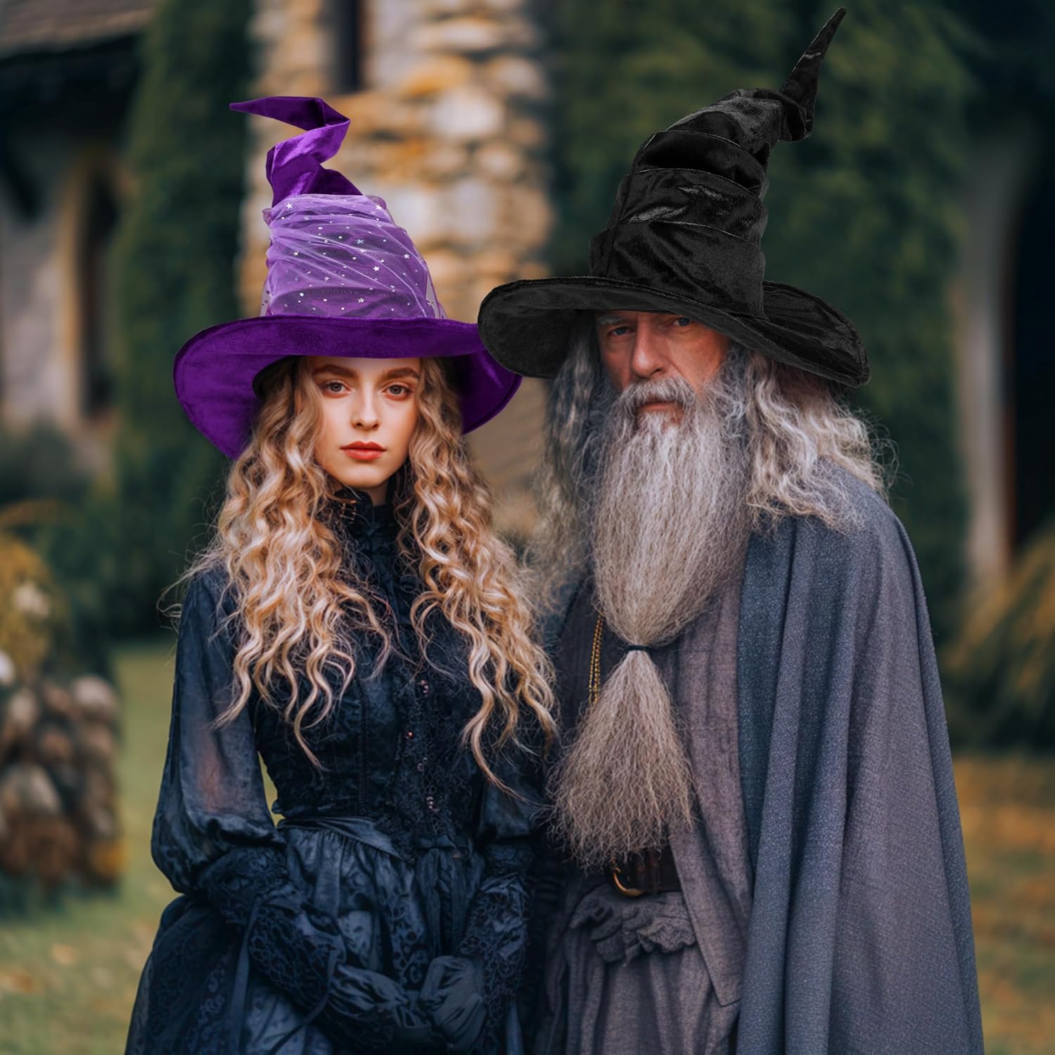 Ibeauti Witch Hat Women Large Ruched Halloween Witch Hat Costume Accessory for Party