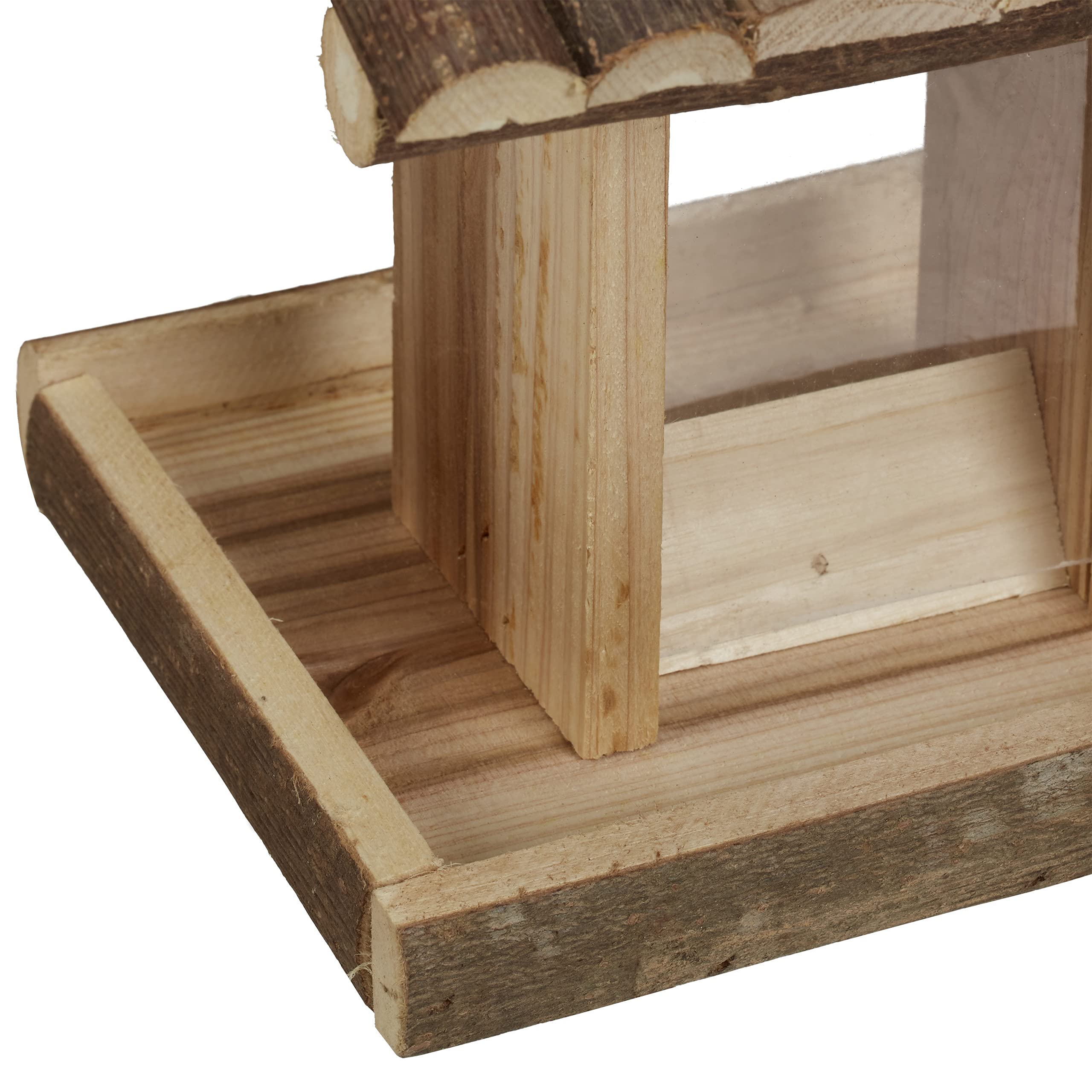 Relaxdays Mangiatoia per Uccelli, in Legno, con Dispenser per Mangime, Nido Artificiale, HLP 25x17,5x16 cm, Naturale