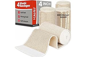 HEALQU Premium Elastic Bandage - Self-Closure Compression Wrap for Legs, Knees, Ankles, Wrists, Elbows, Shoulders