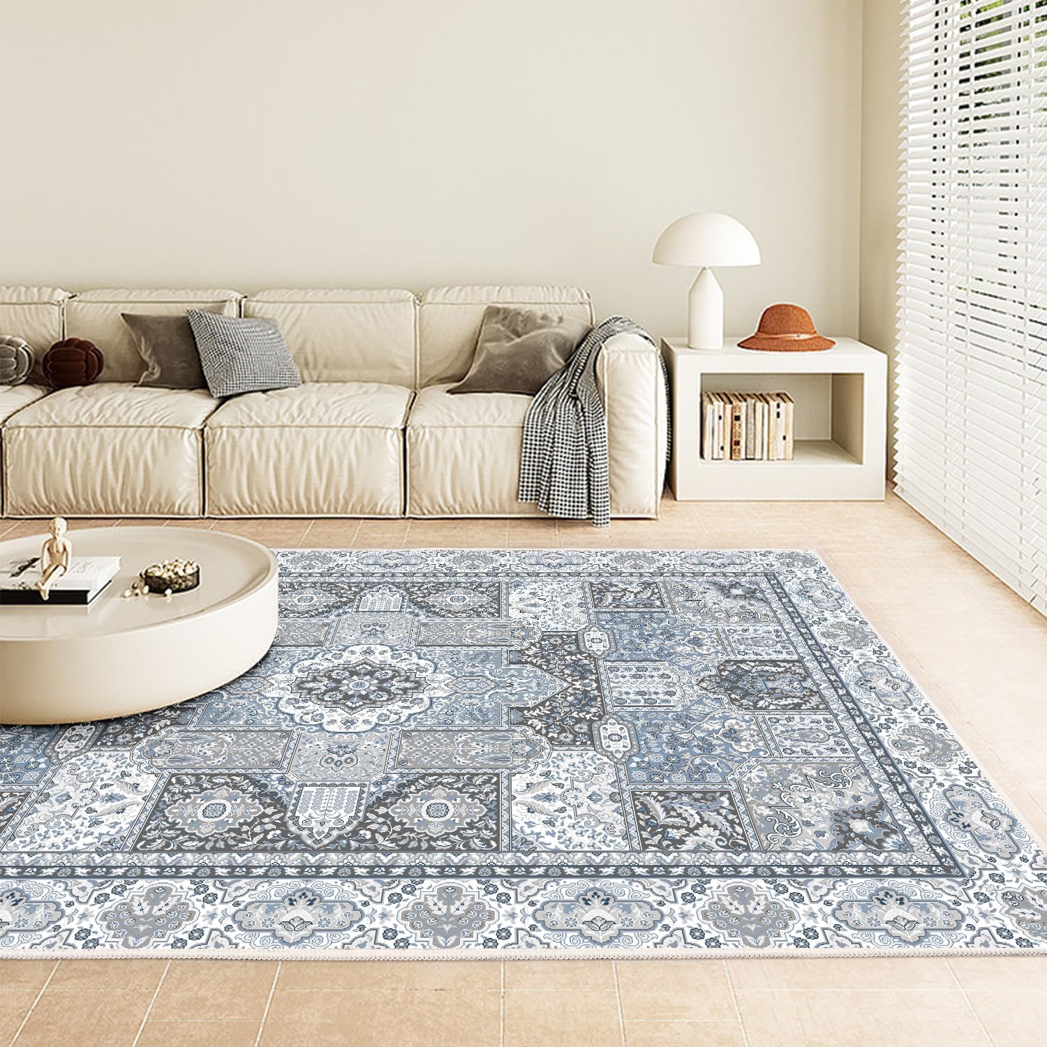 Boho Washable Area Rug, 5' x 7'Indoor Oriental Rugs for