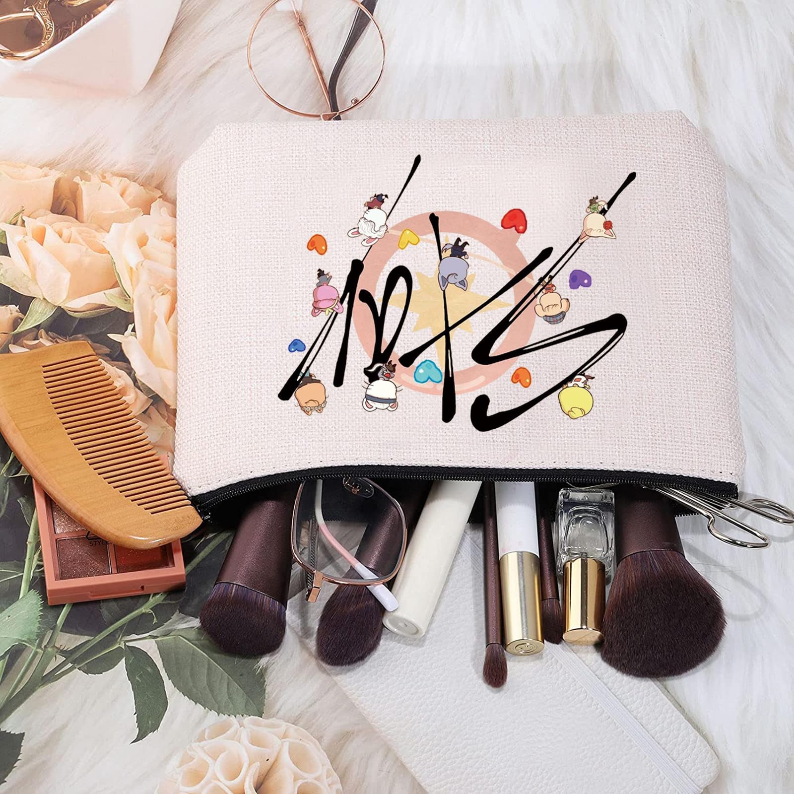 MEIKIUP Stay Fandom Makeup Bag SKZ K-POP Group Gift SKZ Fans Makeup Bag Gift SKZ Character Cosmetic Bag K-POP Fans Gift