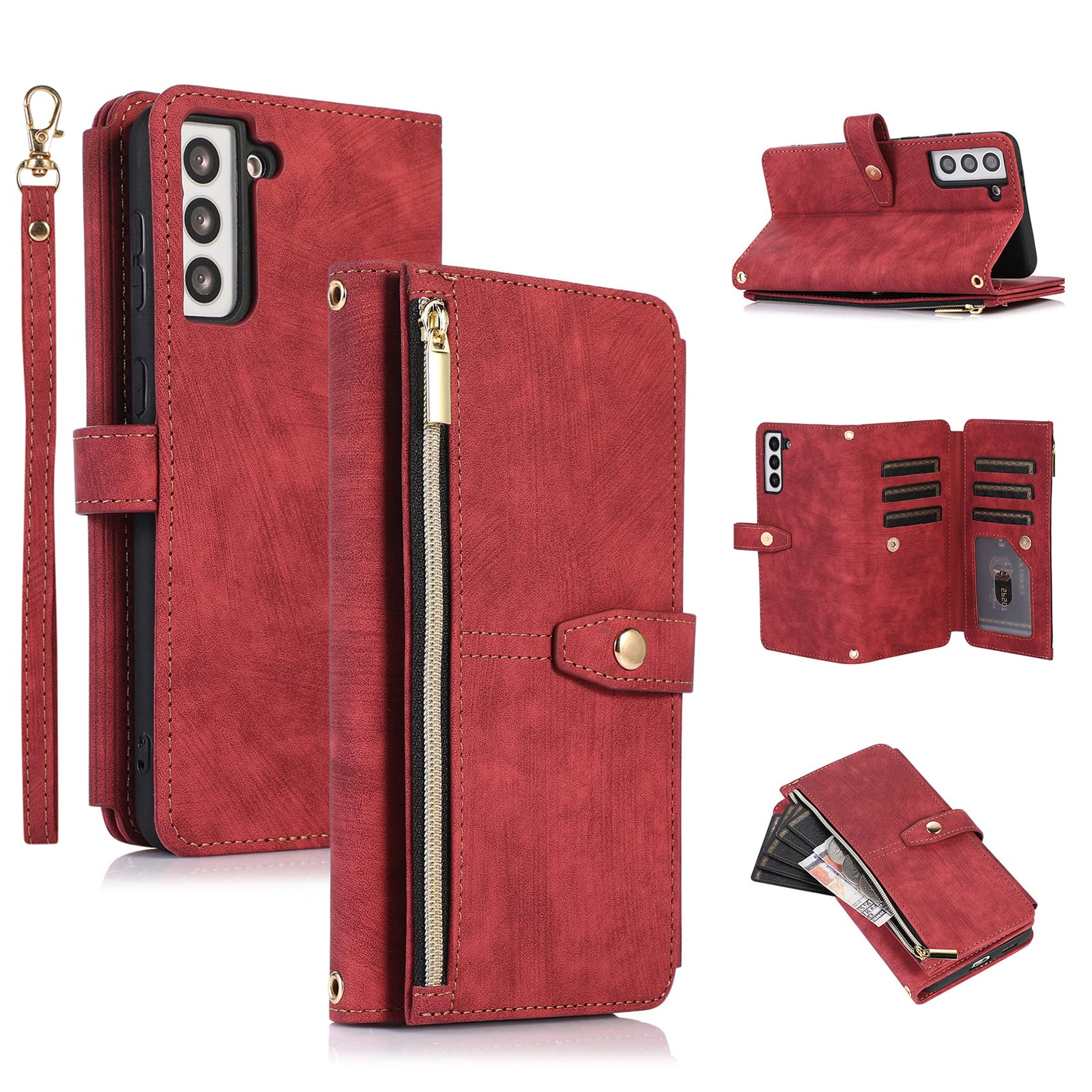 UEEBAI Wallet Case Für IPhone 16 Pro Max – 9 Kartenfächer, Leder-Optik, Mit Standfunktion & Handschlaufe (grün)