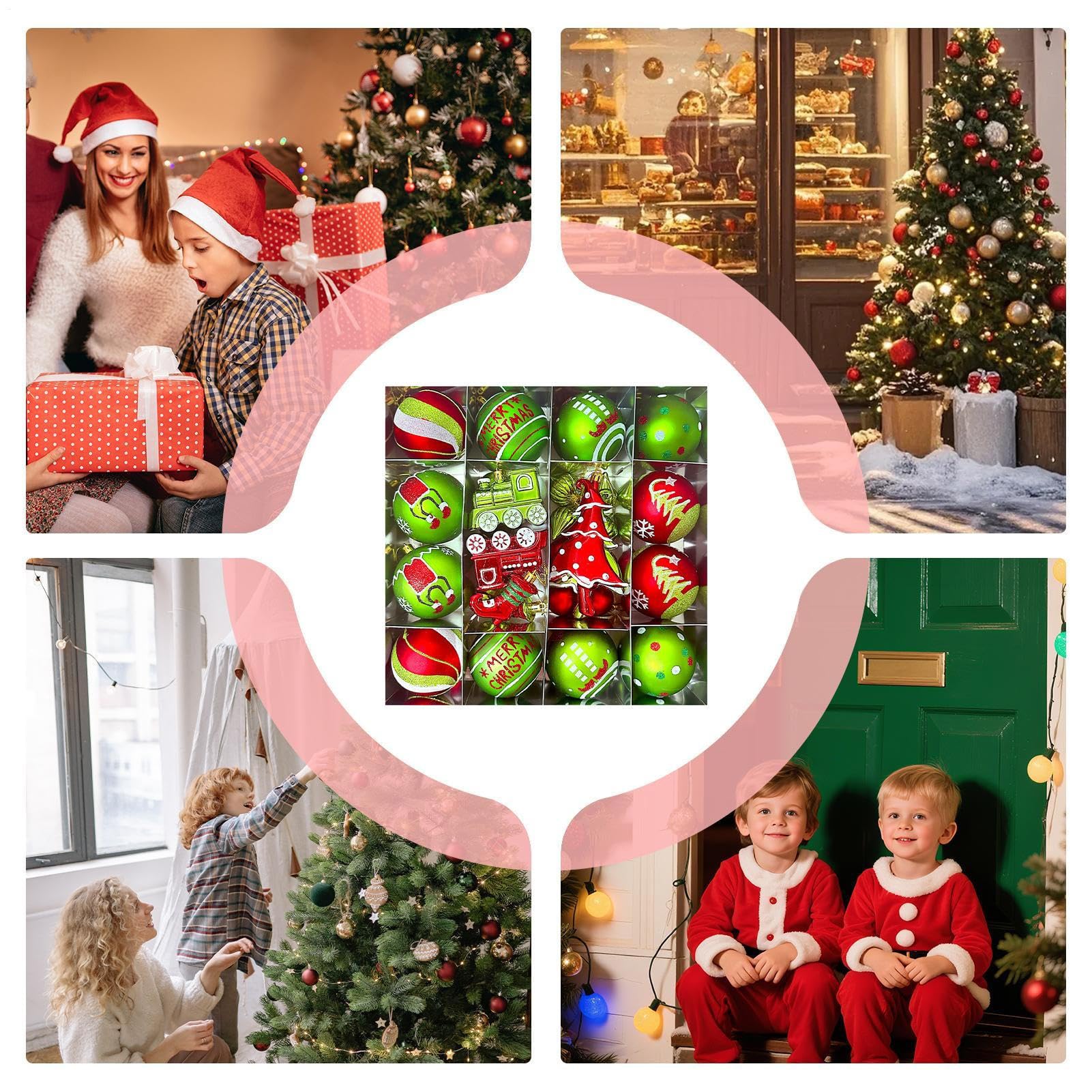 Weihnachtsschmuck aus Kugeln, bruchsicher | Baumschmuck für Weihnachtsbaum, für Feiertage im Innen- und Außenbereich, für Baumkranz
