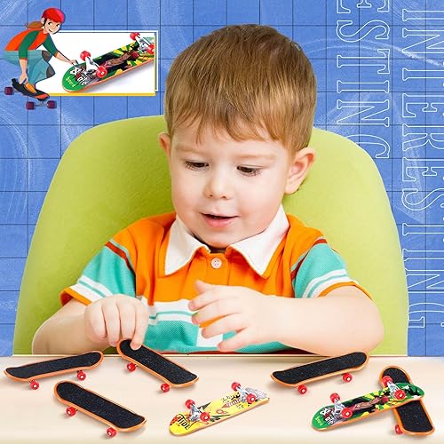 Miniatura 10 de 18 piezas de mini patinetas de dedo con luz LED, juguetes novedosos para patinetas brillantes, decoraciones de diapasón LED, movimiento de dedos,