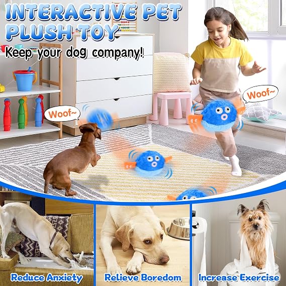 xinrongda Interactive Dog Toys, Active Moving Dog Toy, Talking Moving Jumping Pig Dancing Ball, Talking Shake Bounce Boredom Toys, Washable Cartoon Plush Moving Dogs Balls For Pets Cat
