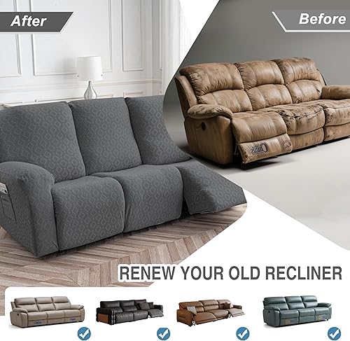 Miniatura 6 de Gennia - Funda impermeable para sofá reclinable, funda elástica para sofá reclinable con bolsillos, fundas lavables, protector de sofá a prueba de