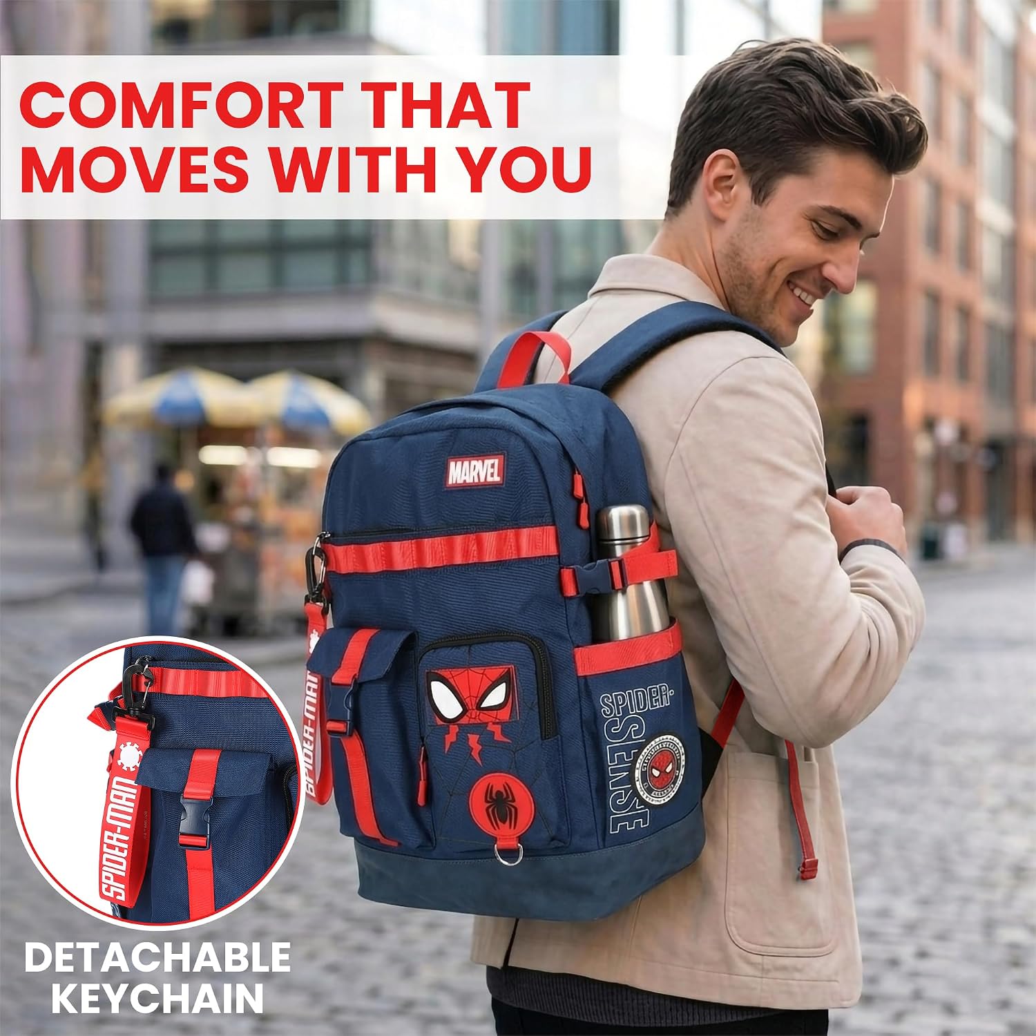 Bioworld Spider-Man Classic Chibi Spider-Man 18.5” Adult Navy Backpack