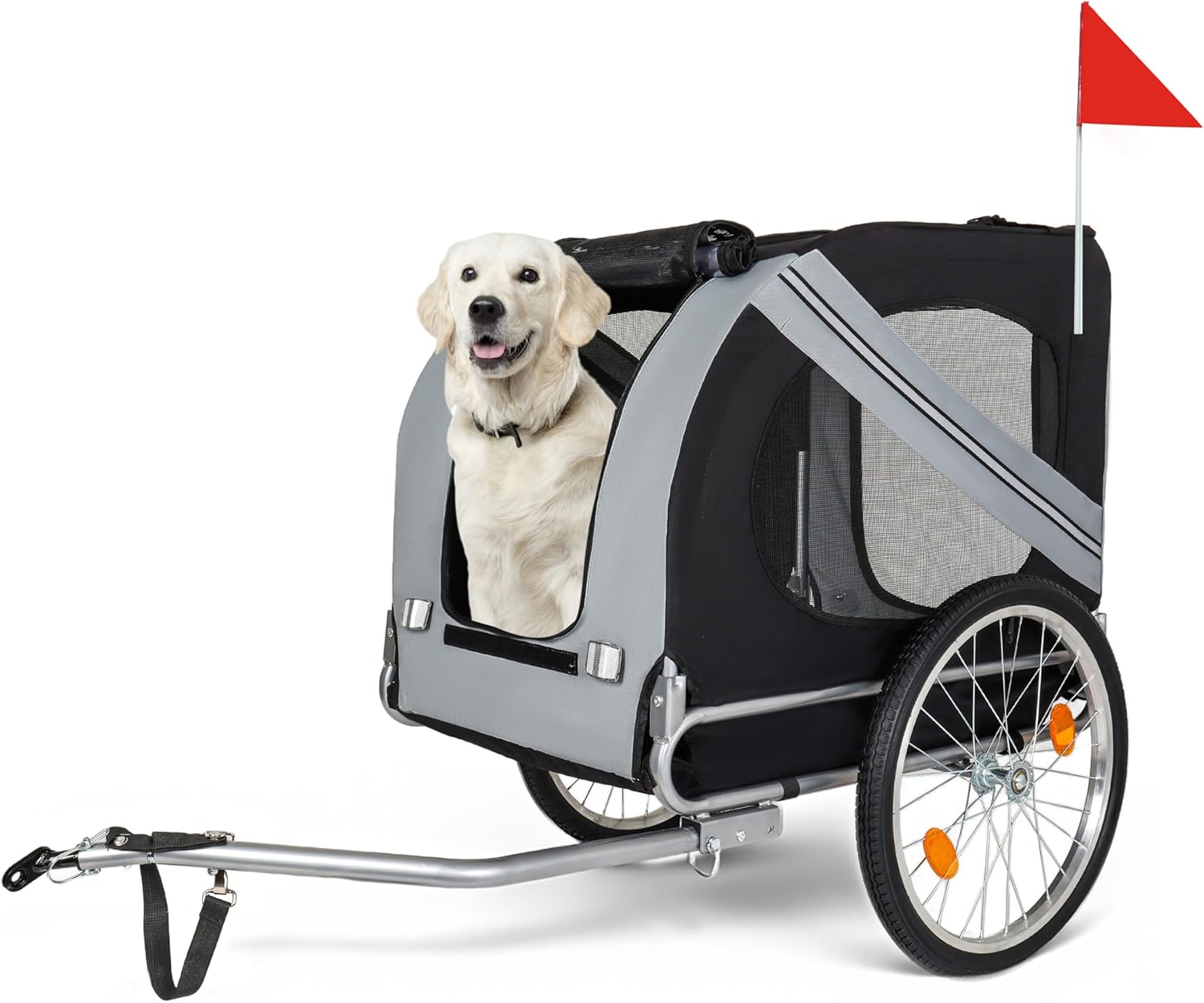 Large Dog Bike Trailer, Pet Cart Bicycle, All-Terrain Pet Carrier, Cargo Carrier, Durable Steel Frame for Travel, Cycling, Outdoor Adventures