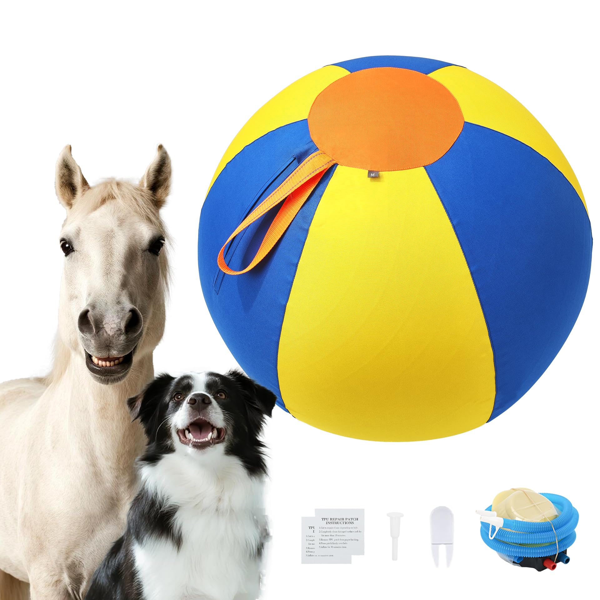 22 Herding Ball for Dogs Yellow Blue Dog Ball for Large Dogs Dog-Visible Colors 900D Oxford Fabric Non-Chew