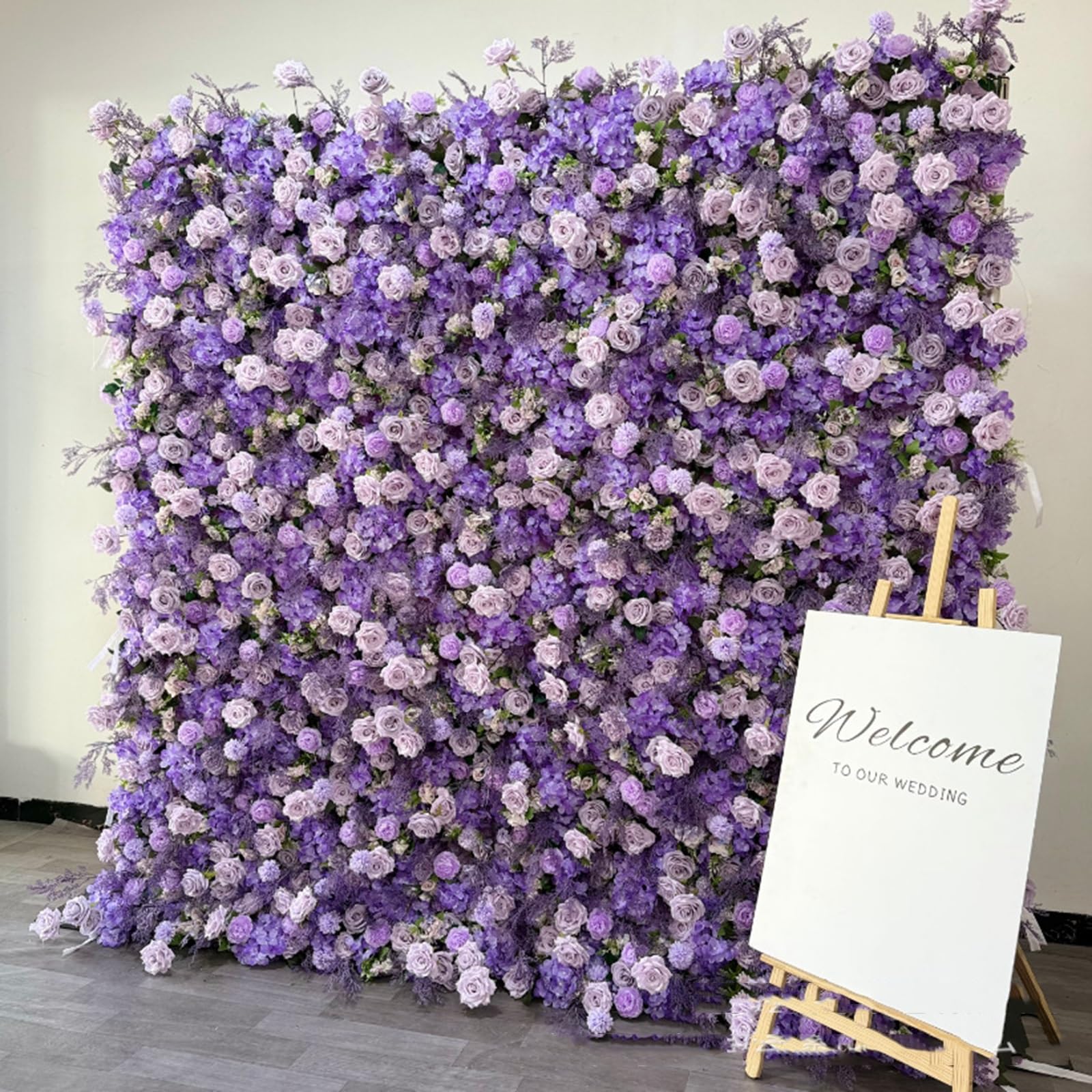 Duża ściana z kwiatów hortensji, romantyczne fioletowe sztuczne tło ścienne 5D, realistyczne kwiaty tkaniny na wesela plenerowe, imprezy | 1x2m/3.28x6.56ft