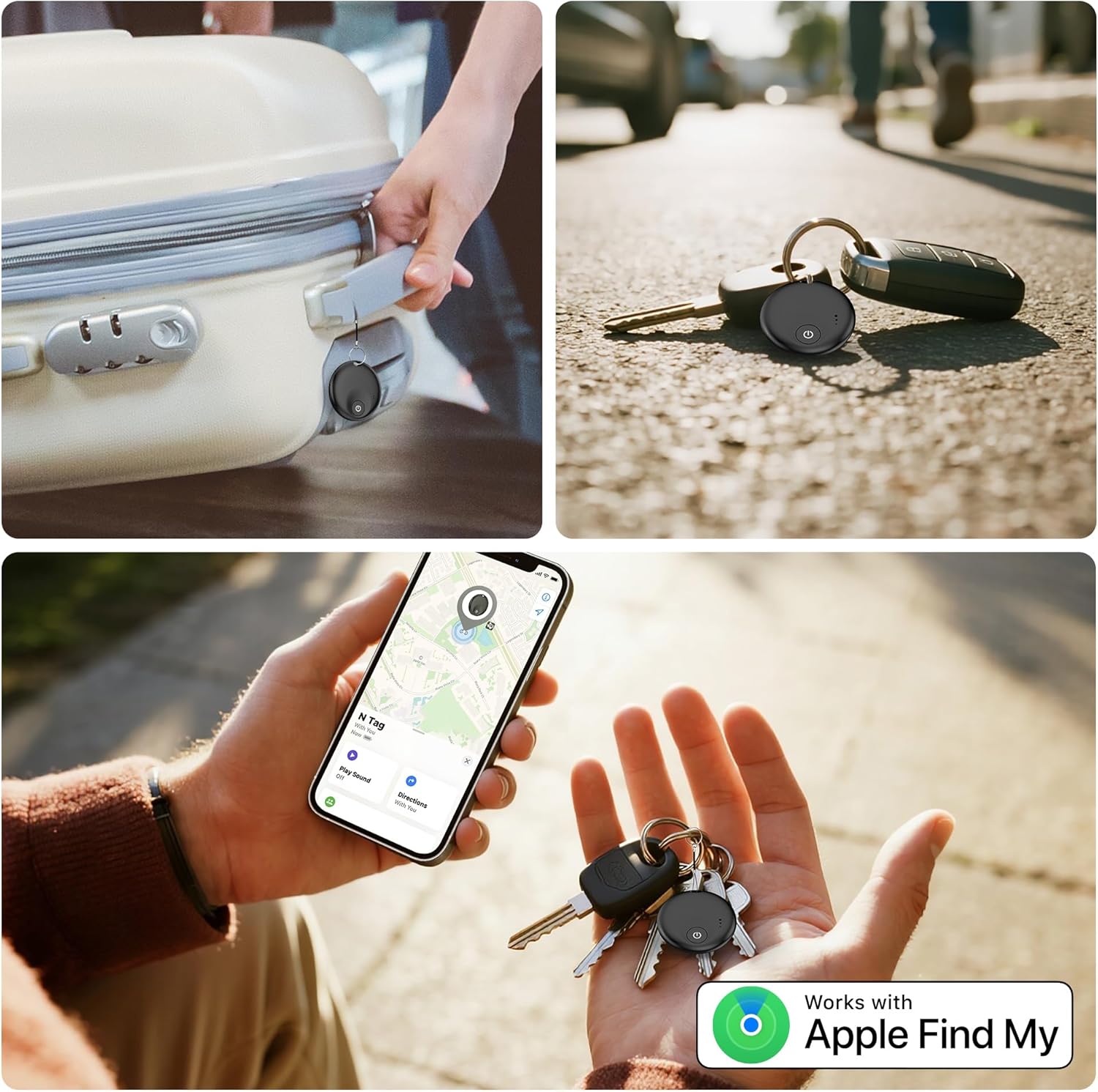 2025 Upgraded MFi Certified Air Tracker Tag for Apple Find My (iOS Only), Bluetooth5.3 Findmy Tracker for Luggage/Keys Finder/Bags,Wallet/Suitcase,Replaceable Battery,120dB Sound(Black) thumbnail