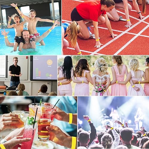 Miniatura 10 de 1200 pulseras de papel para eventos, color neón, pulseras de identificación de conciertos, pulseras de papel, pulseras de mano para eventos y