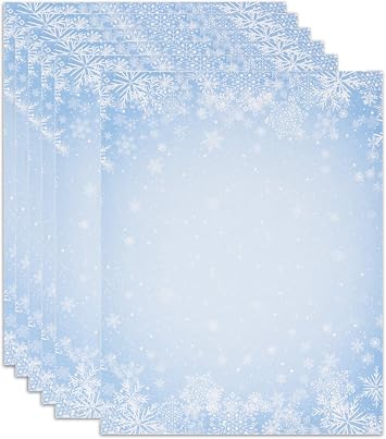 Christmas Snowflake Stationery Paper Letterhead Sheets 100 Pack 8.5" x 11"