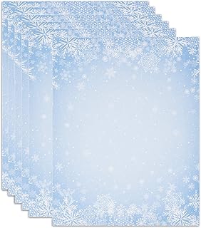 Gift Boutique - Christmas Snowflake Stationery Paper Letterhead Sheets 100 Pack Holiday Winter Snowflakes Design For Writing Letters, Notes, Wedding Invitation Printing & Office Supplies 8.5" x 11"