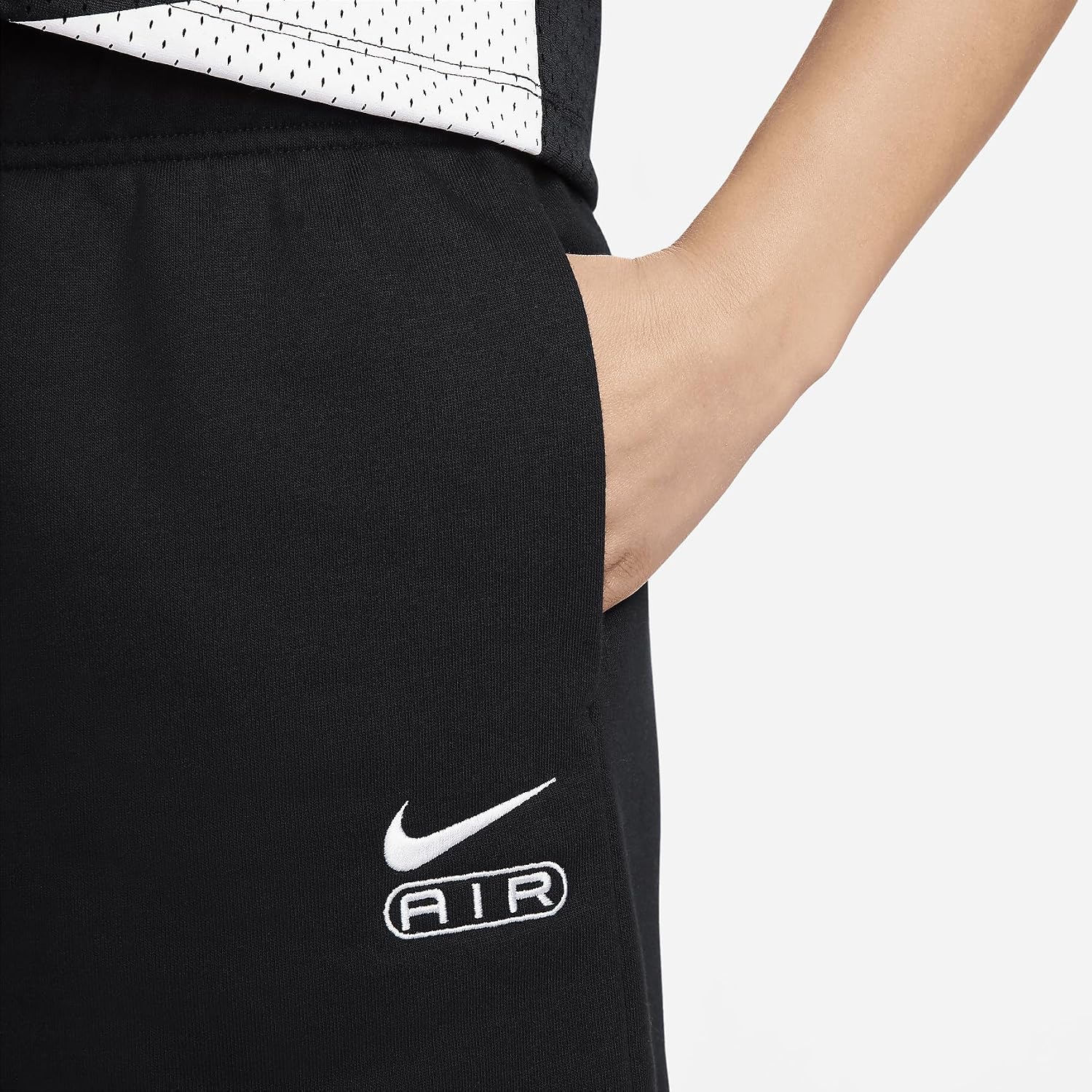 Nike Air Women's Mid-Rise 6" French Terry Shorts (Black/White, FN2246-010) Size Medium