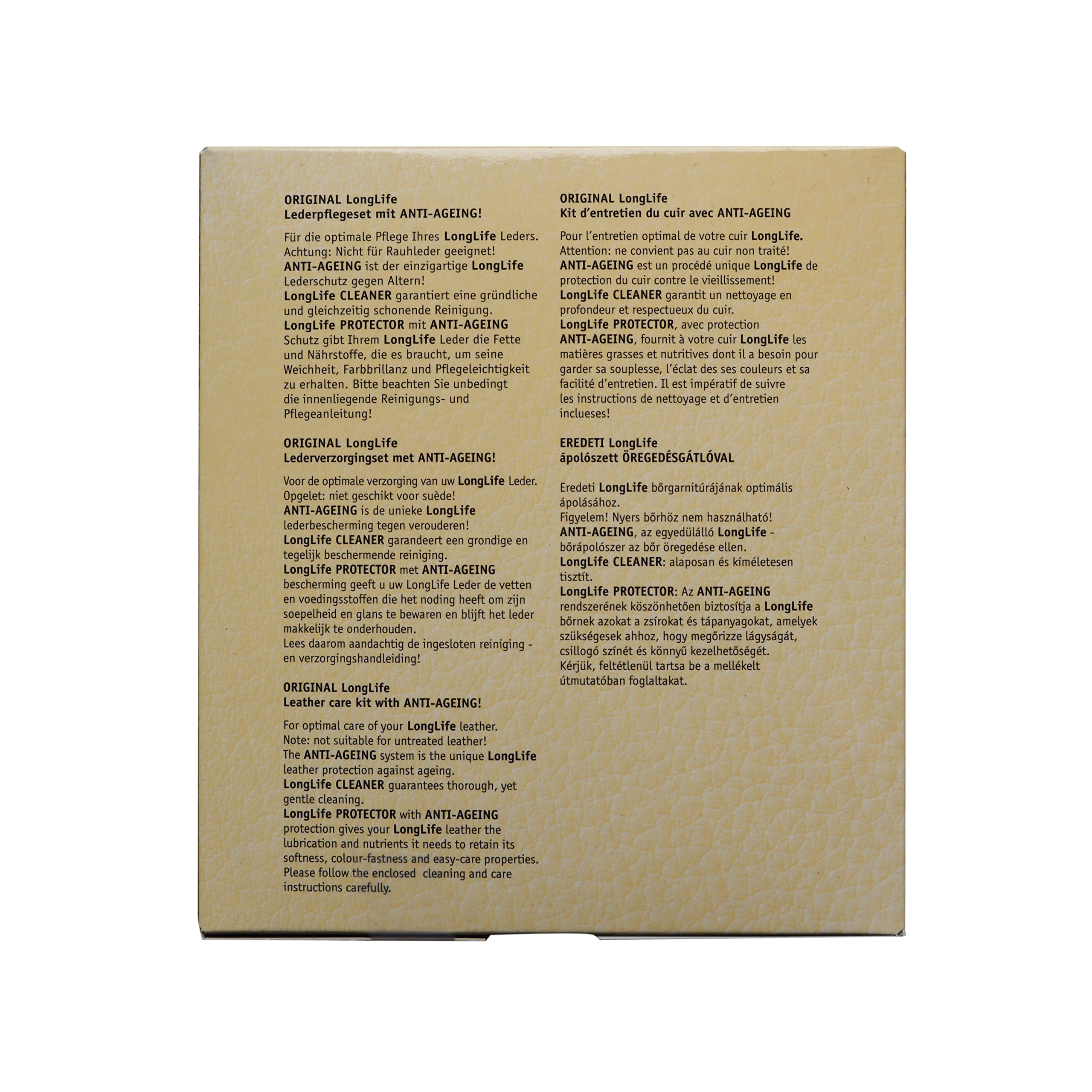 LongLife Lederpflegeset Anti-Ageing Maxi, je 250ml Cleaner & Protector