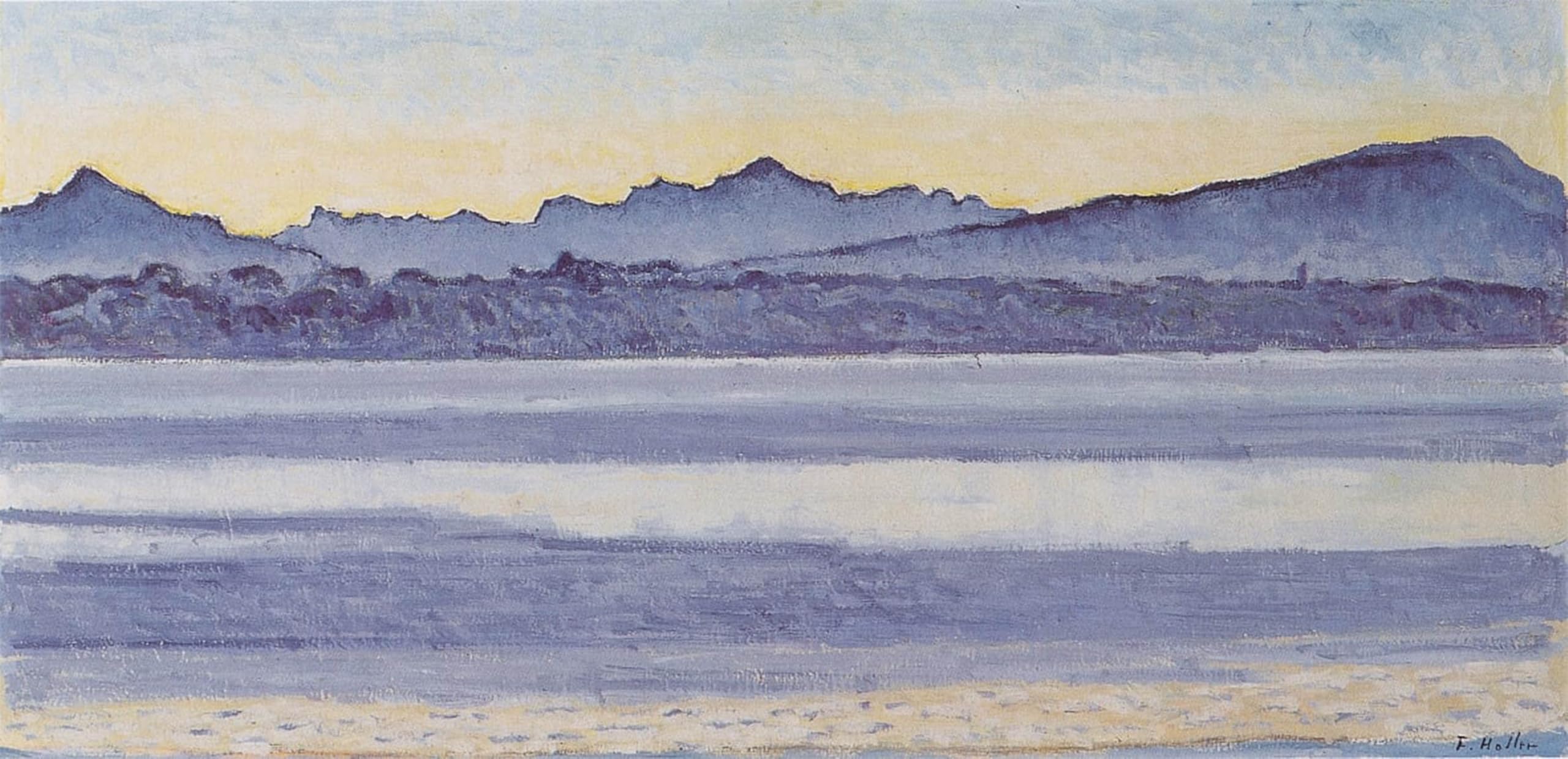 RZHRHJES Famous Painting Poster Art Canvas Print Retro Picture Lake Geneva with Mont At Morning Light by Ferdinand Hodler Poster Wall Art for Office Decor 60x90cm
