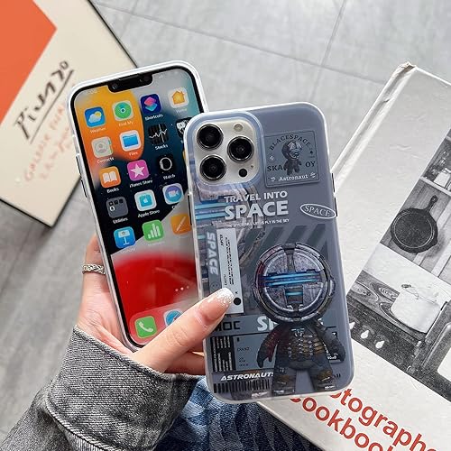 Miniatura 2 de Yonds Queen Funda compatible con iPhone 14 Pro, diseño de astronauta espacial y luna de dibujos animados, elegante funda IMD a prueba de golpes,