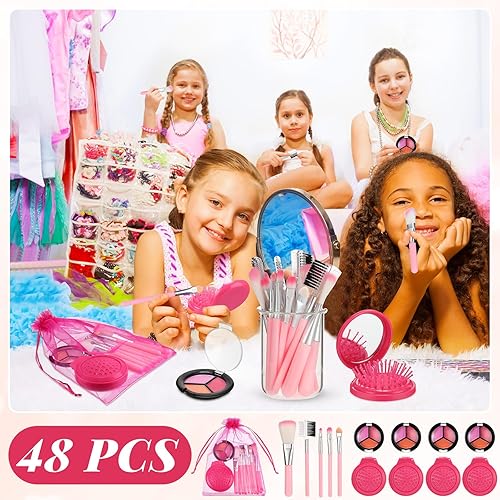 Miniatura 6 de 12 juegos de maquillaje para niñas, suministros de fiesta de spa para niñas, juego de cosméticos de maquillaje para fiestas de cumpleaños, recuerdos