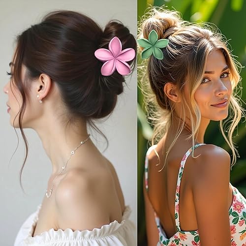 Miniatura 2 de Luvearo 4 pinzas antideslizantes de flores mate para cabello grueso a fino recto a rizado, accesorios para el cabello para mujeres, pinzas de garra