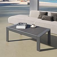 Vista 7 de Mesa de centro de aluminio para todo tipo de clima, mesa de centro moderna para exterior, mesa de centro rectangular para patio con balcón y jardín