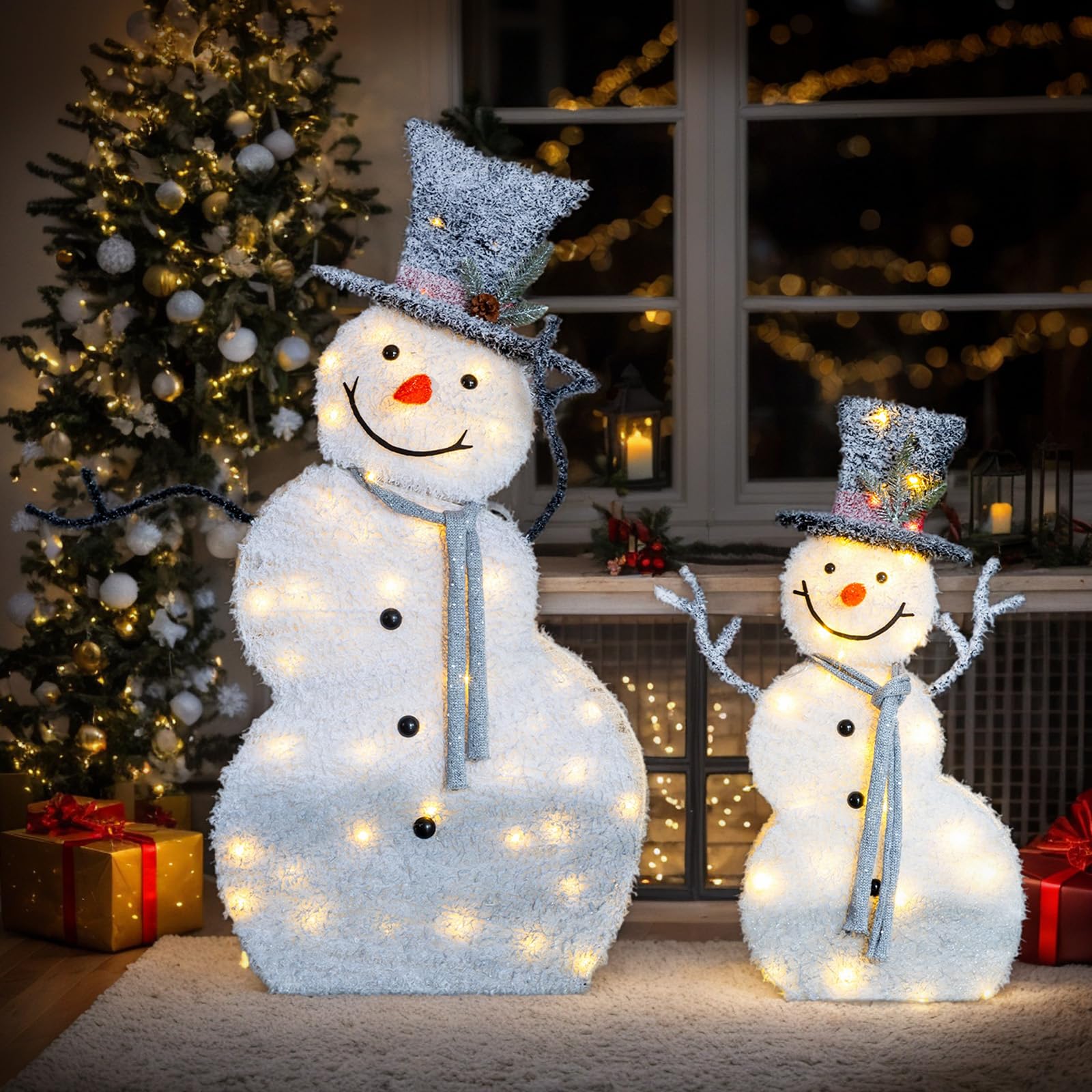 Amazon.com: VINGLI 5ft Set of 2 Lighted Snowman Christmas