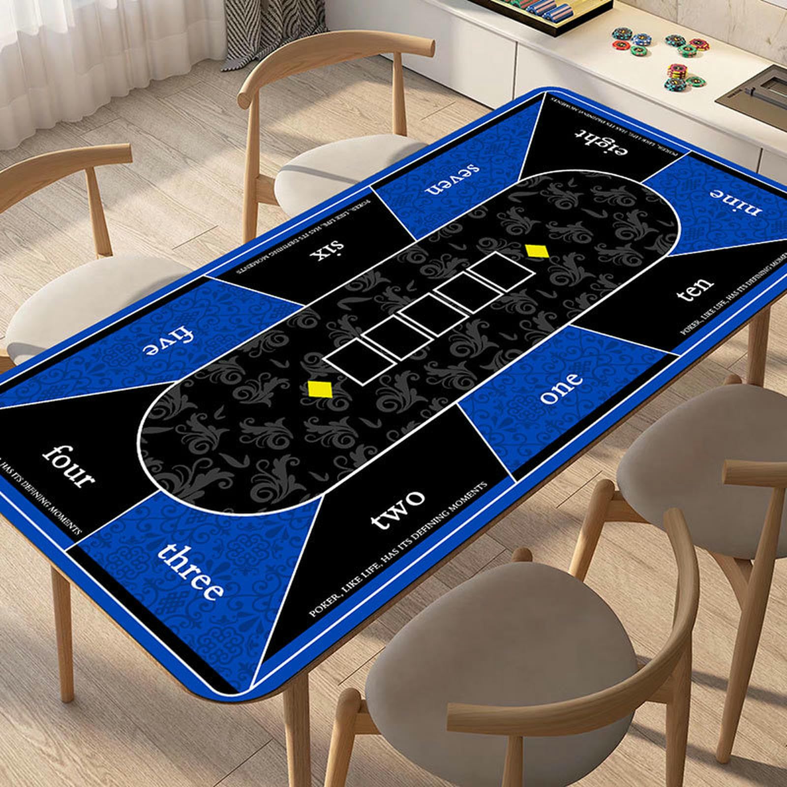 Tovaglie Tappetino da Tavolo Poker Texas Hold'em Antiscivolo Extra Large Baccarat-cubi Nero Blu-90 * 180 Cm